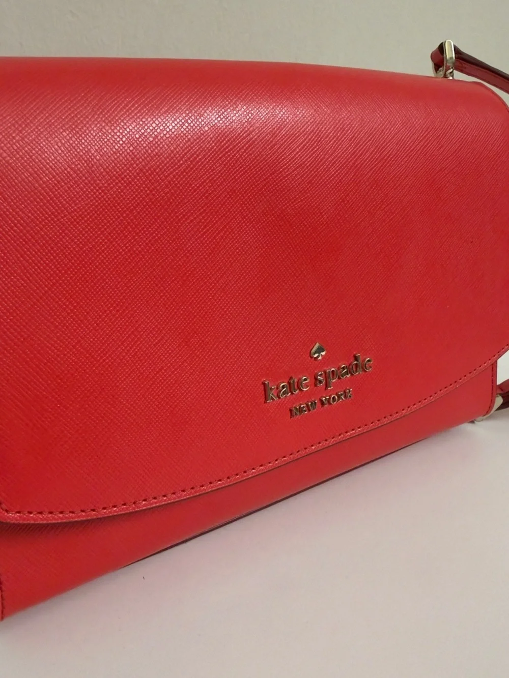 kate spade Coral Pink Leather Crossbody with Silver Chain